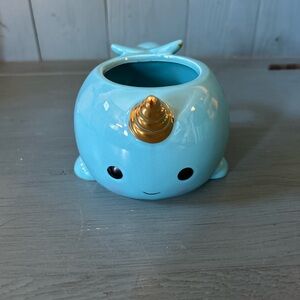 Turquoise Ceramic Narwhal Coffee Mug